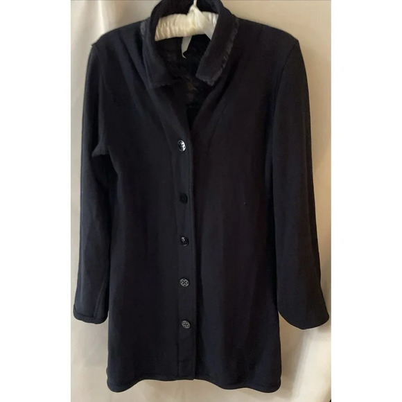 Parsley & Sage Small Long Jacket Button Down Coat Black Grey Reversible Winter - Picture 3 of 9